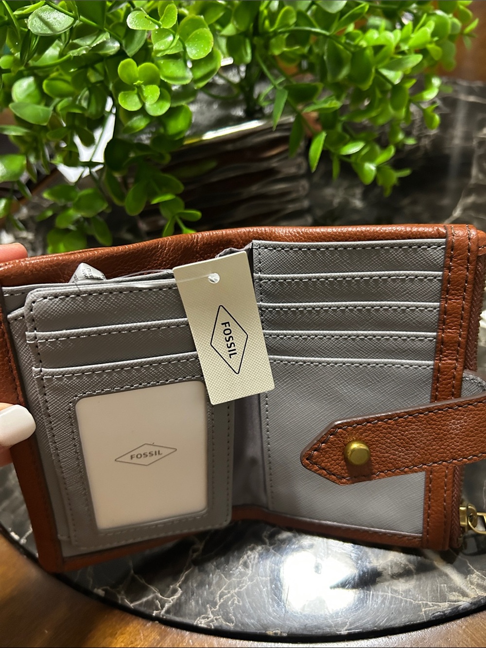 Fossil Brown Pebbled Leather Wristlet Pouch - Picture 4 of 5